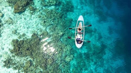 The Maldives-two people on a kayak