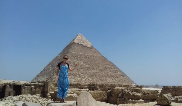 In front of Great Pyramid of Giza, Egypt