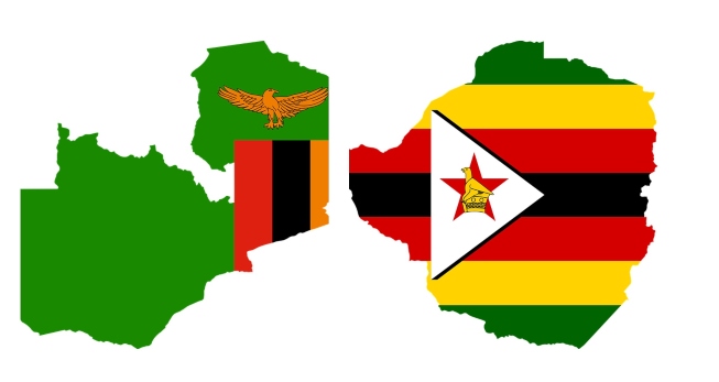 Flags of Zambia and Zimbabwe