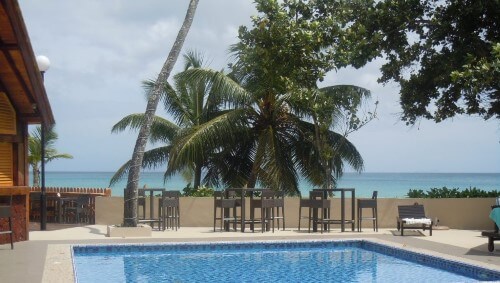 Pool and beach in Berjaya Beau Vallon Bay Resort, Seychelles