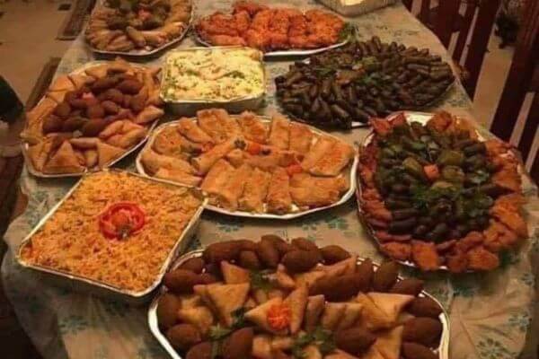 A table full of Egyptian food