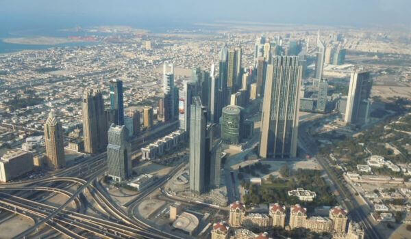 A view of Dubai from the top of Burj Khalifa