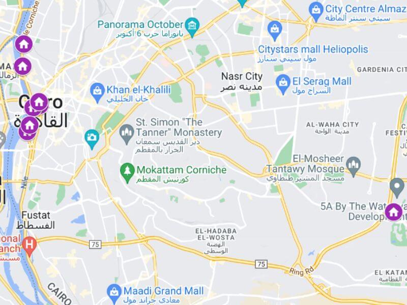 Map of Cairo resorts