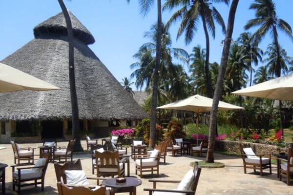 Outside seating area next to the bar in Lawford Hotel, Malindi