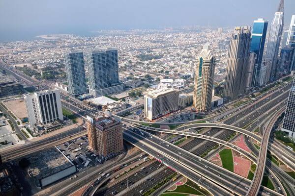 Aerial view of Dubai city