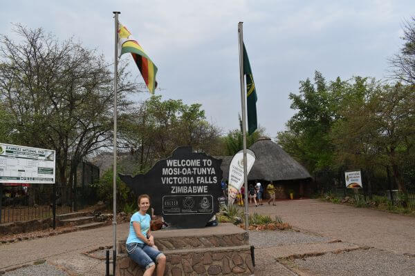 Me in front of Victoria Falls National Park in Zimbabwe