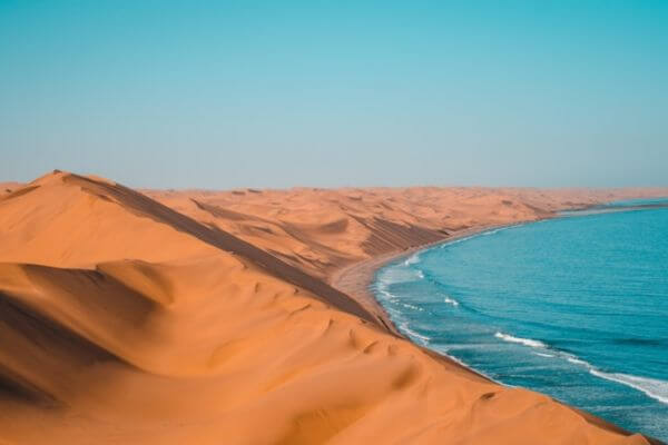 Dunes next to the coast in Namibia