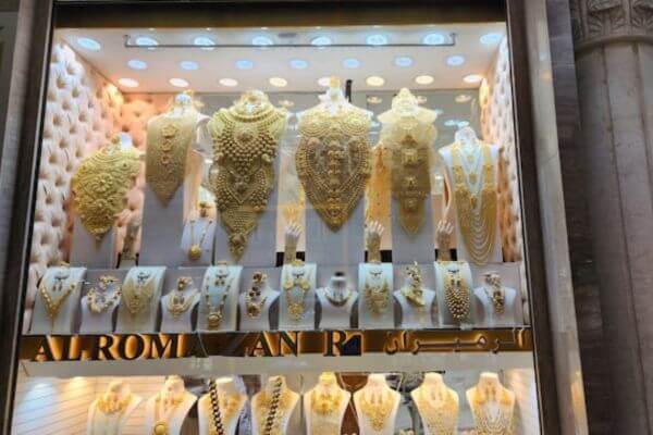 Window of a shop in Gold Souk, Dubai